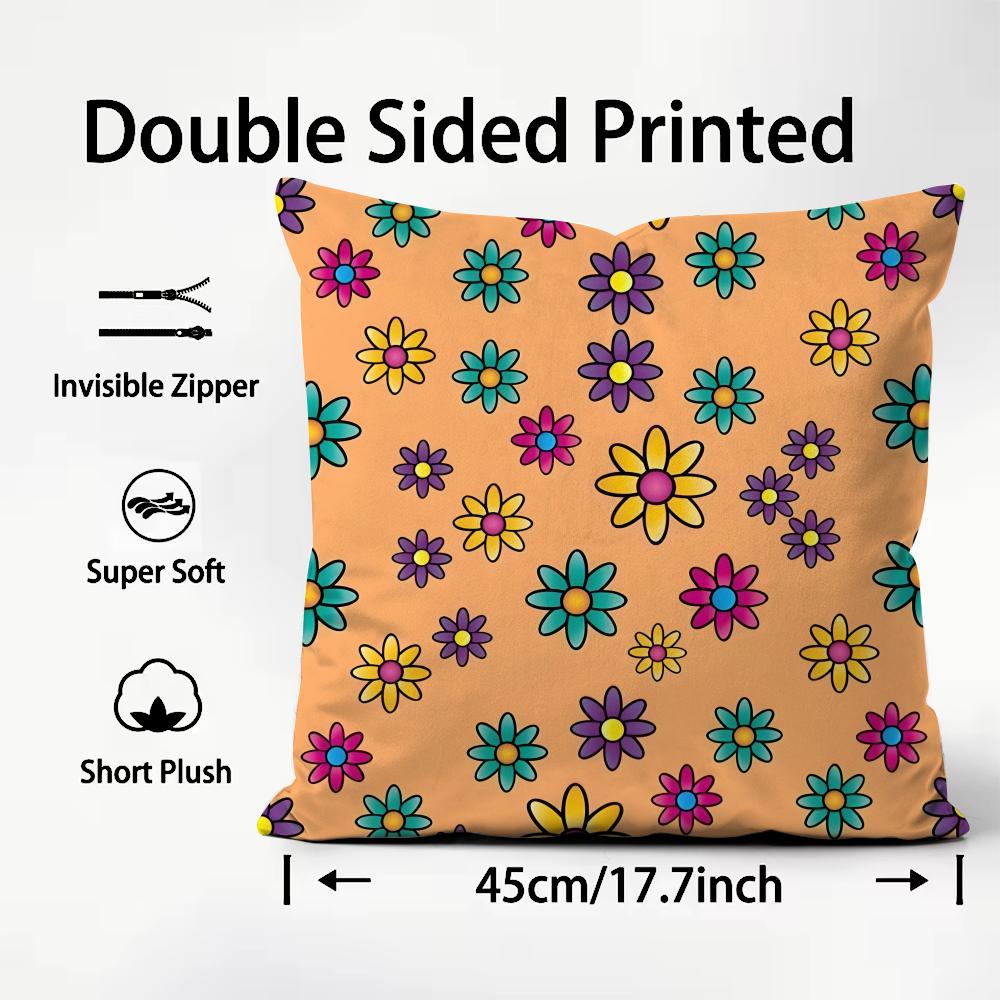 Retro Floral INS Cushion Cover Plush Fabric Soft DoubleSided Printed Sofa Warm Winter Home Child Gift Pillow Case