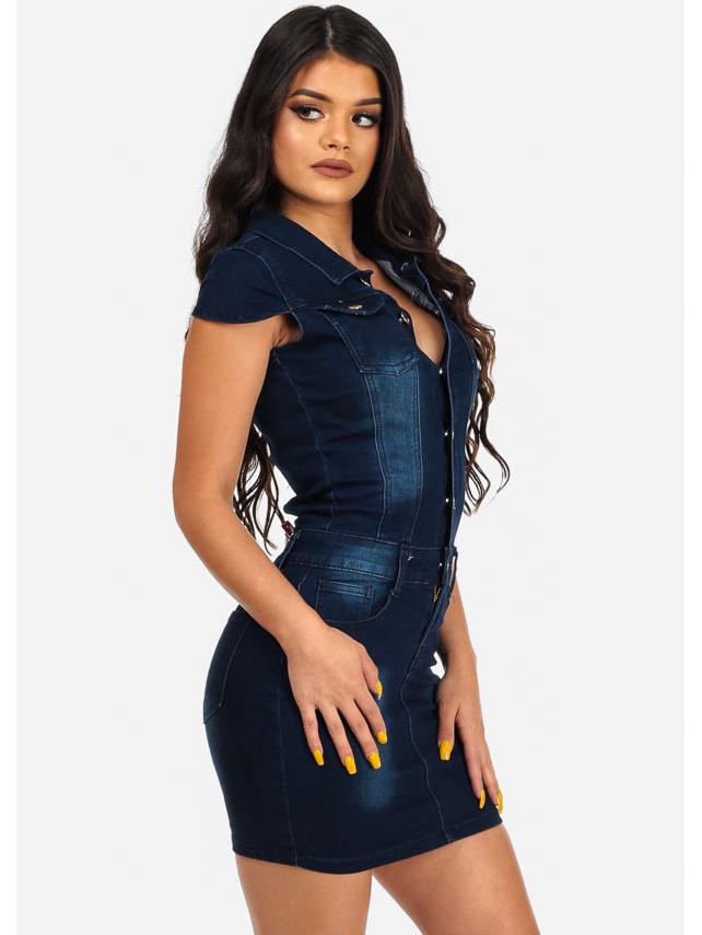 Europe and America Sexy Slimming Denim Bodycon Nightclub Dress