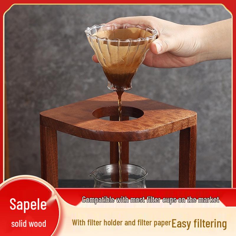 Sand Birch Solid Wood Pour-Over Coffee Stand with Filter Holder and Cloud Pot - Home & Commercial Use