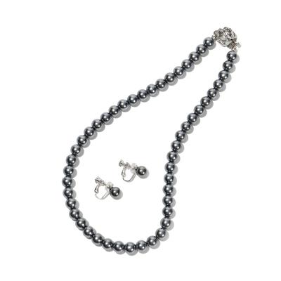 Warranty Pearl Necklace and Earrings Set Pearl Made In Japan Natural Shell Pearl 8mm Beads Production 10 Sizes Choice of Cases White Gray Black with