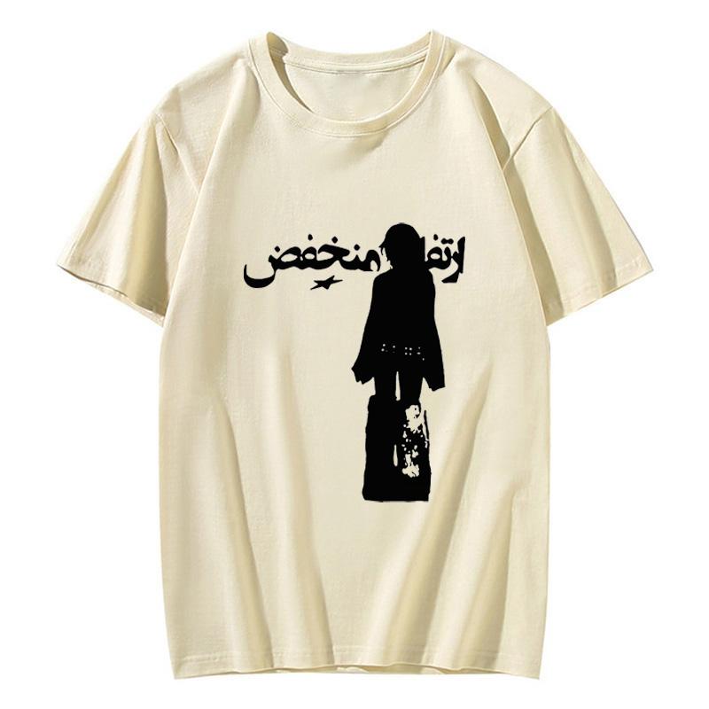 Short Sleeve Top Harajuku Cartoon Graphic Print Casual Hip Hop Men Clothes Y2K Cotton T-shirt High Street Loose O-Neck Fashion