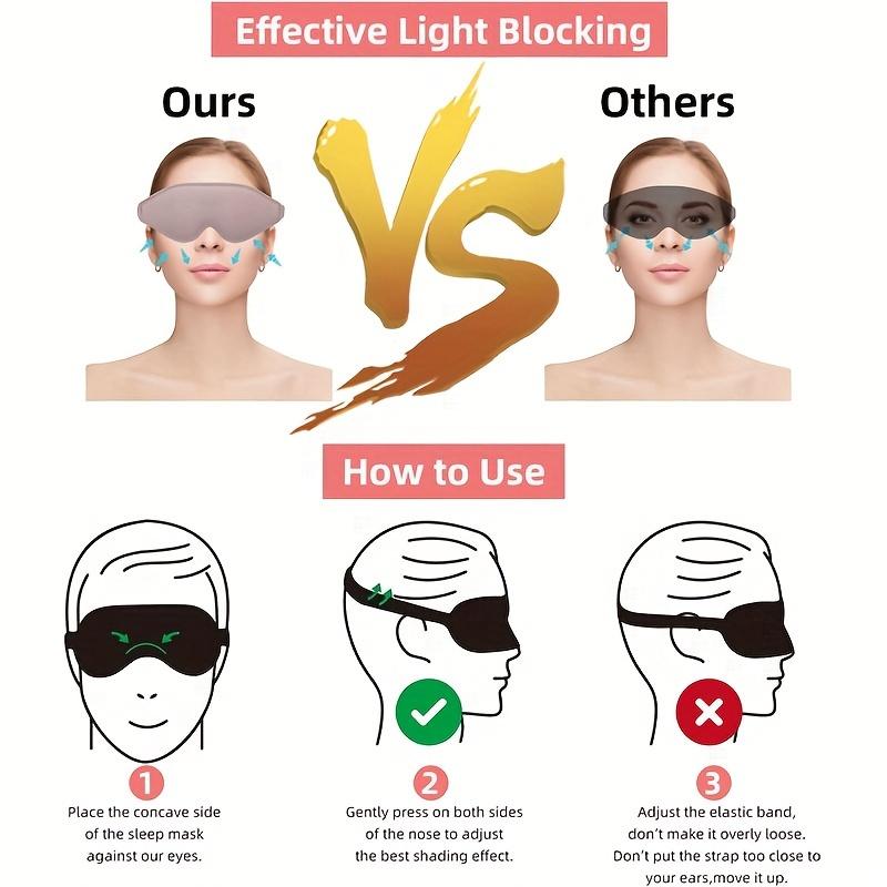 3D Contoured Sleep Mask - Soft Light Blocking Eye Cover with Adjustable Strap for Napping, Travel, Night Shift, Yoga Meditation