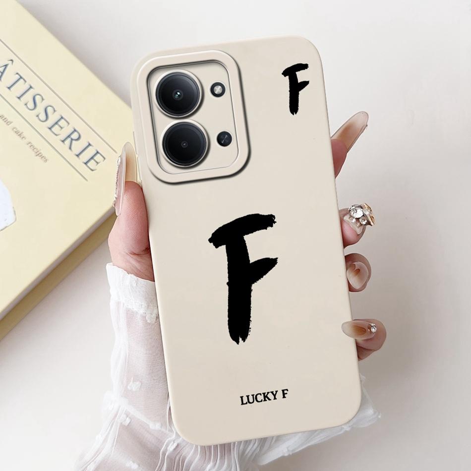 For Xiaomi Poco C85 4G Lucky Initial Letter Phone Case For Poco C85 C 85 4G Soft Silicone Shockproof Cases Bumpers