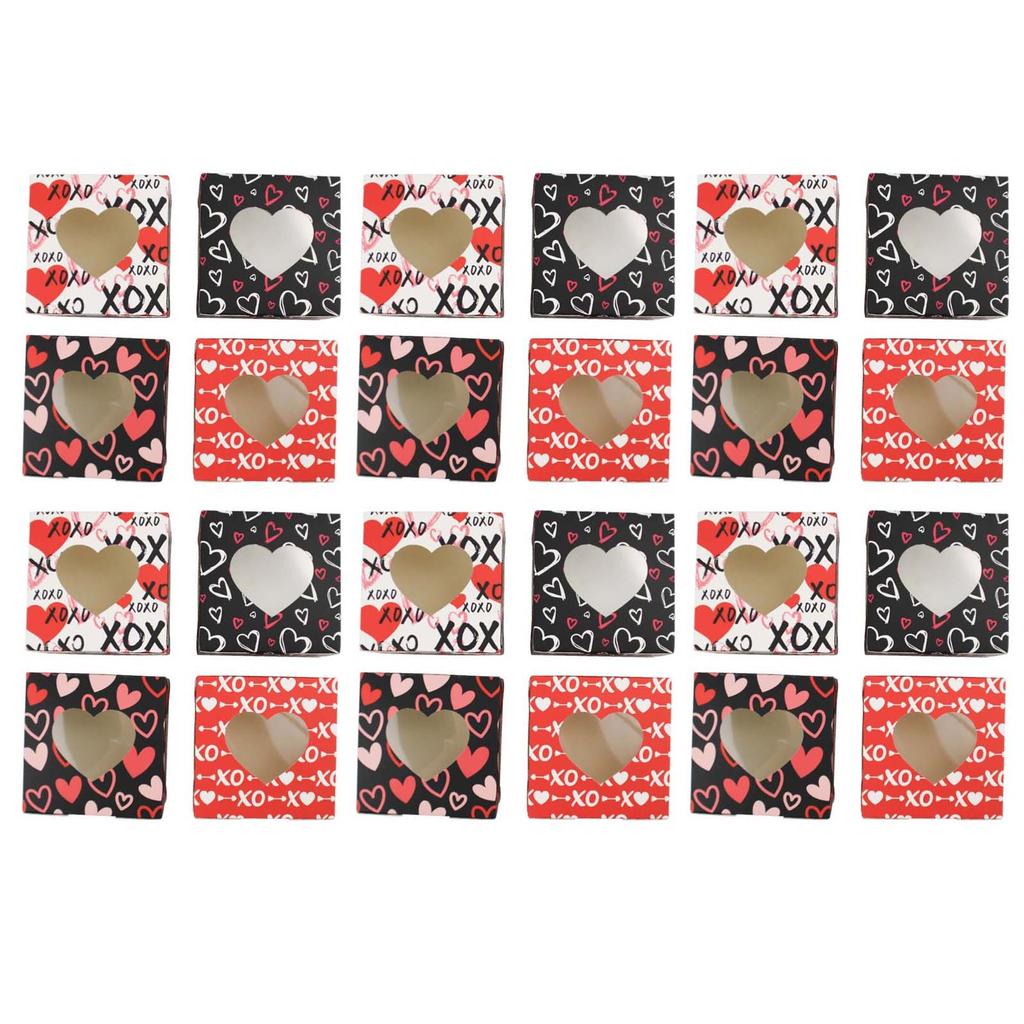 Valentine's Day Treat Boxes Heart Window Cookie Boxes Goodie Bag Party Favor Boxes Container Candy Box School Supplies