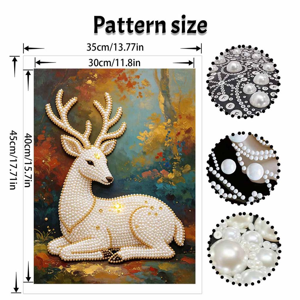 5D Pearl Art Elegant Deer Design DIY Rhinestone Painting Frameless Wall Decor Handmade Craft Gift for Home Bedroom Living Room
