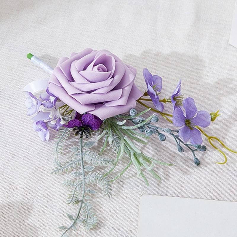 Korsagenblumen Boutonnieren für Hochzeit, Abschlussbälle, Jubiläen, Zeremonien und Strandpartys Weiche künstliche Blumen