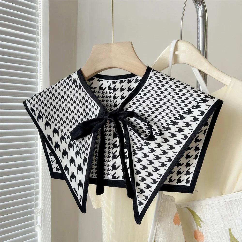 New Design Floral Shawl Fake Collar Women Detachable Collars Big Lapel False Collar Shoulder Wrap Scarf Clothing Accessories