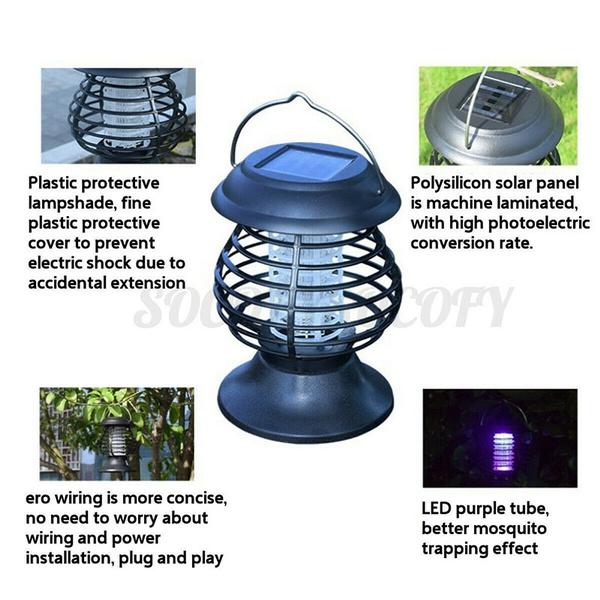 Neue solarbetriebene UV-Nachtlicht-LED-Zapper-Falle, Pest-Moskito-Mörder-Lampe, Fliegenwanze für Indoor/Outdoor-Camping