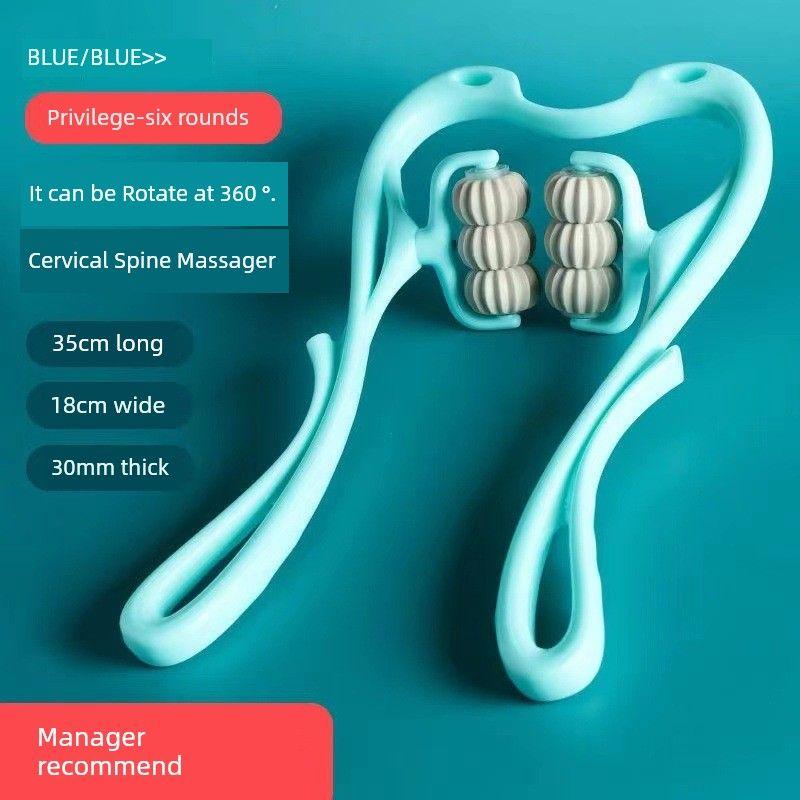 6 Wheels Neck Massager Manual Clip Neck and Neck Kneading Handy Gadget Handheld For Home Six Roller Shoulder and Neck Massage