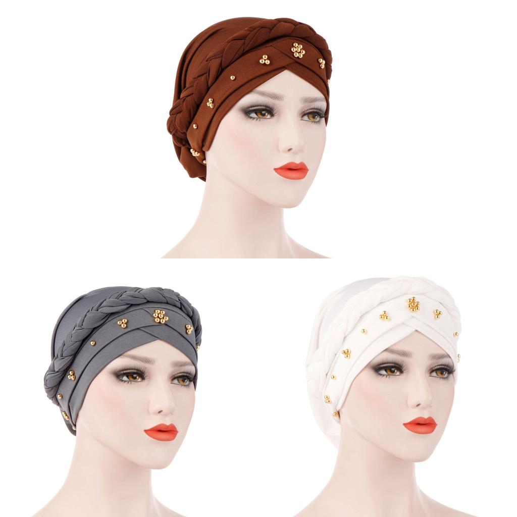 New Asian Style Dome Hat Summer Polyester Beaded Headwrap For Men And Teens