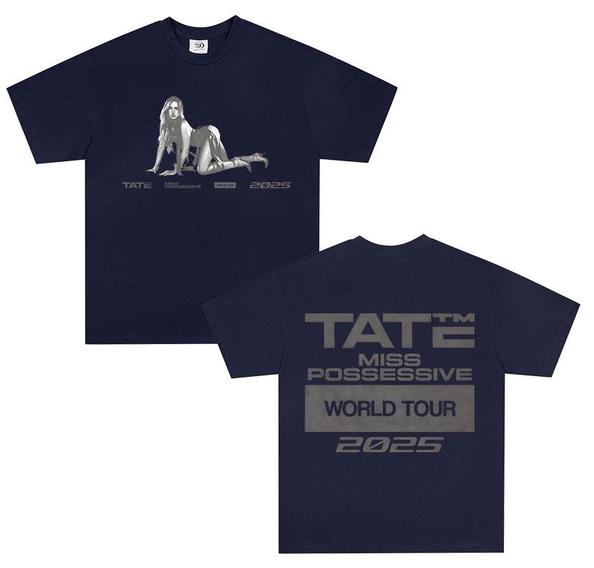 90s Vintage Tate McRae Miss Possessive Tour 2025 New Merch Tee Shirt Unisex Fashion Harajuku High Quality Cotton Tees Streetwear