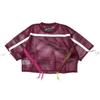 Sportbekleidung Mesh Kordelzug Kurzarm T-Shirt Damen Oberteile Bordeaux AR3034-609