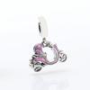 Silver-Plated Pink Motorcycle Pendant Charm Necklace - European and American Fashion Gift for Women