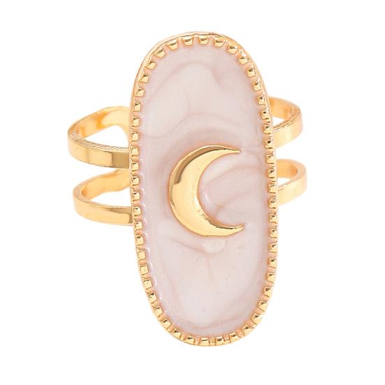 Finger Ring Oval Design Adjustable Opening Enamel Process Women Ring Multi-Symbol Design Hearts Stars Moons Pattern Finger Band A