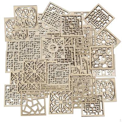 100 Pieces Wooden Ornaments Hollow Floral Slice Embellishments Blank Small Wood Chips Hanging