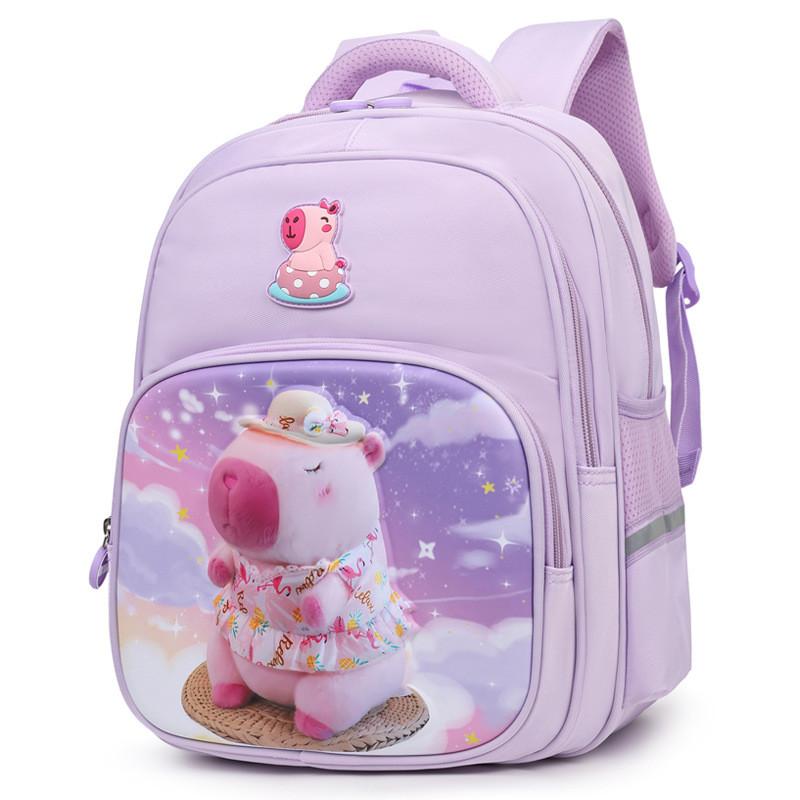 Kids Capybara Pattern Cartoon School Bag Breathable Backpack For Young Learners