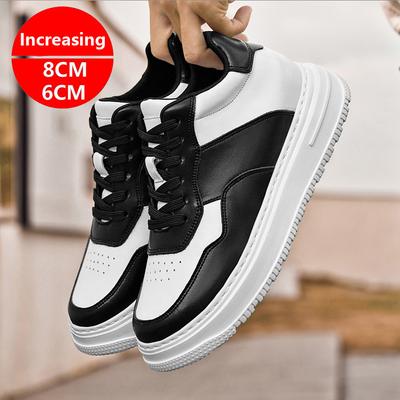 Plus Size 6CM 8CM Genuine Leather Height Increasing Elevator Shoes Height Increase Shoes Taller Insole Men Sneakers Casual Shoes