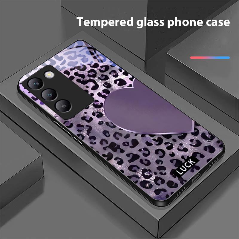 Gesprenkelte Liebe für Y72 33S 11 03 36 96 Lite 35 16 Iqoo 12 V40 SE 5G 29 40 21 30 X80 Pro Vivo Handyhülle aus gehärtetem Glas Schwarz