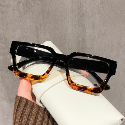 Retro Large Box Flat Mirror Texture Thick Edged Box Decoration Anti Blue Light Glasses Full Frame Glasses