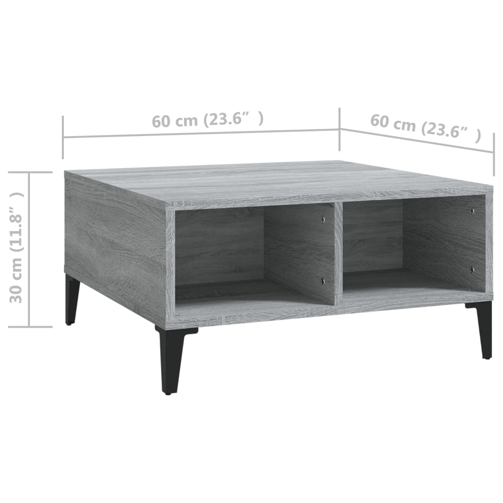 Vidaxl Coffee Table, Grey Sonoma Oak, 60X60X30 Cm
