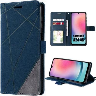 Case for Samsung Galaxy A24 - BOOLING - Scratch-Resistant Synthetic Leather Protection Navy Blue
