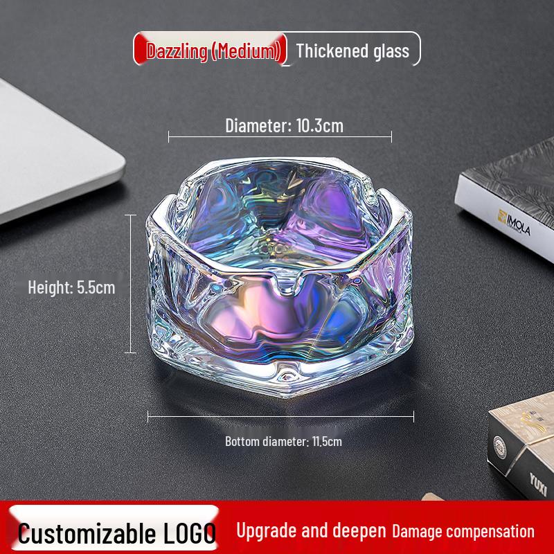 Crystal Glass Ashtray: Elegant, Fly-Repellent Design for Home or Office