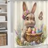 1 Shower Curtainadorable Easter Bunny With Colorful Eggs And Flowers For A Festive Bathroom Decor