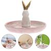 Cartoon Rabbit Decor Jewelry Tray Pink Ceramic for Ring Dish