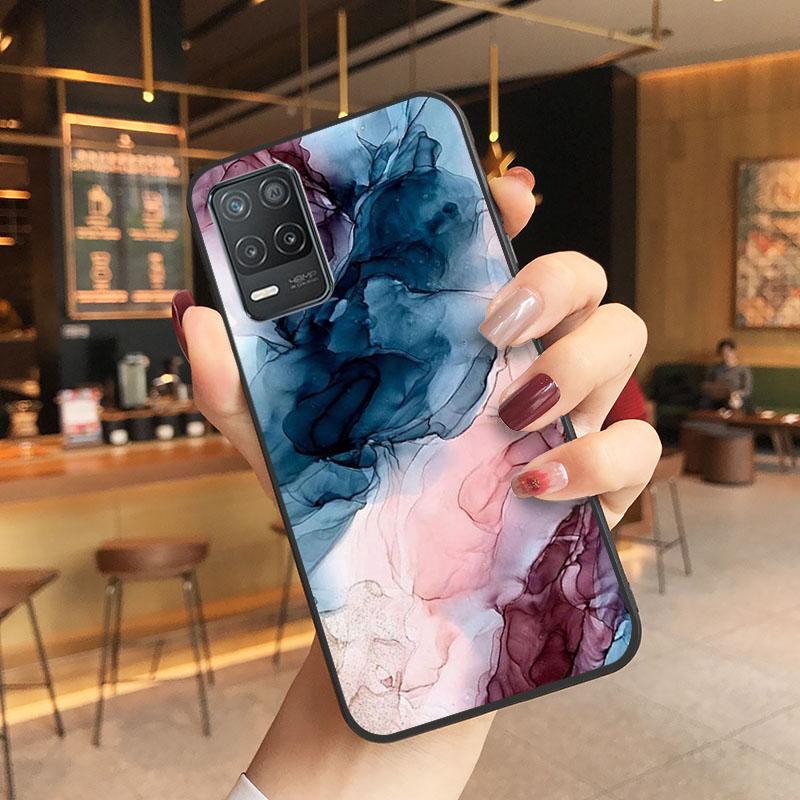 Blaue Marmor-Telefonhülle für OPPO Realme 8 7 6 5 C3 C21 C20 C21Y C11 X50 X3 SuperZoom F19 A94 A74 A91 A53S A54 A15 A11