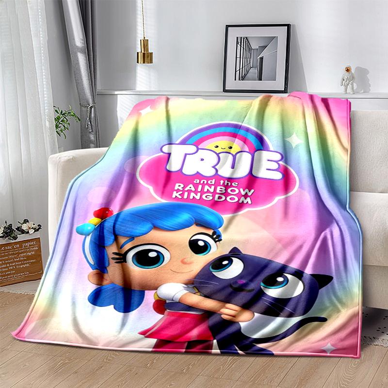 True and the Rainbow Kingdom Flannel Blanket Soft Warm All-Season Throw, Design for Camping, Car Travel, Hiking Sofa, Bed, Perfect Gift for Parties