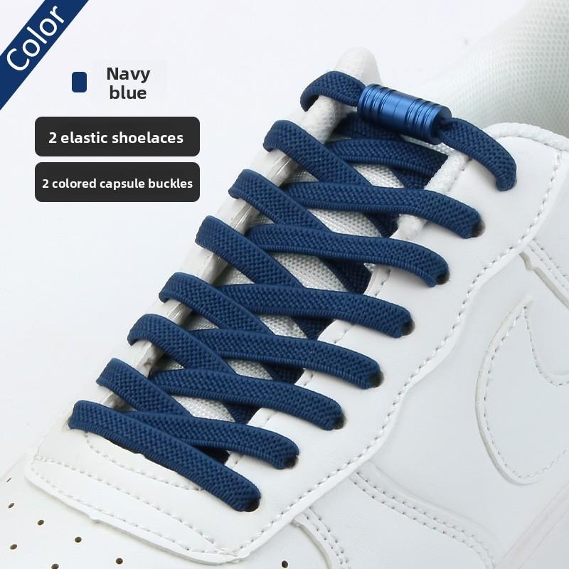 Accessoires de Chaussures Lacets Élastiques Colorés Lacets Sans Nouage Boucles de Lacets Pratiques bleu marine
