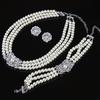 Multilayer Rhinestone Flower Imitation Pearl Beaded Choker Necklace Bracelet  Stud Earrings Jewelry Party Gift