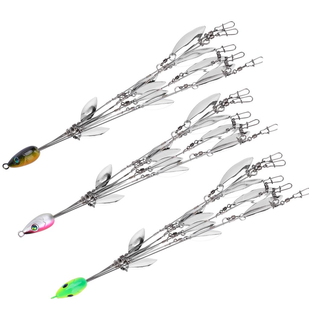 12 Bladed Umbrella Rig Fishing MultiLure and Baits Rigs with Swivels Artificial Bait Kit