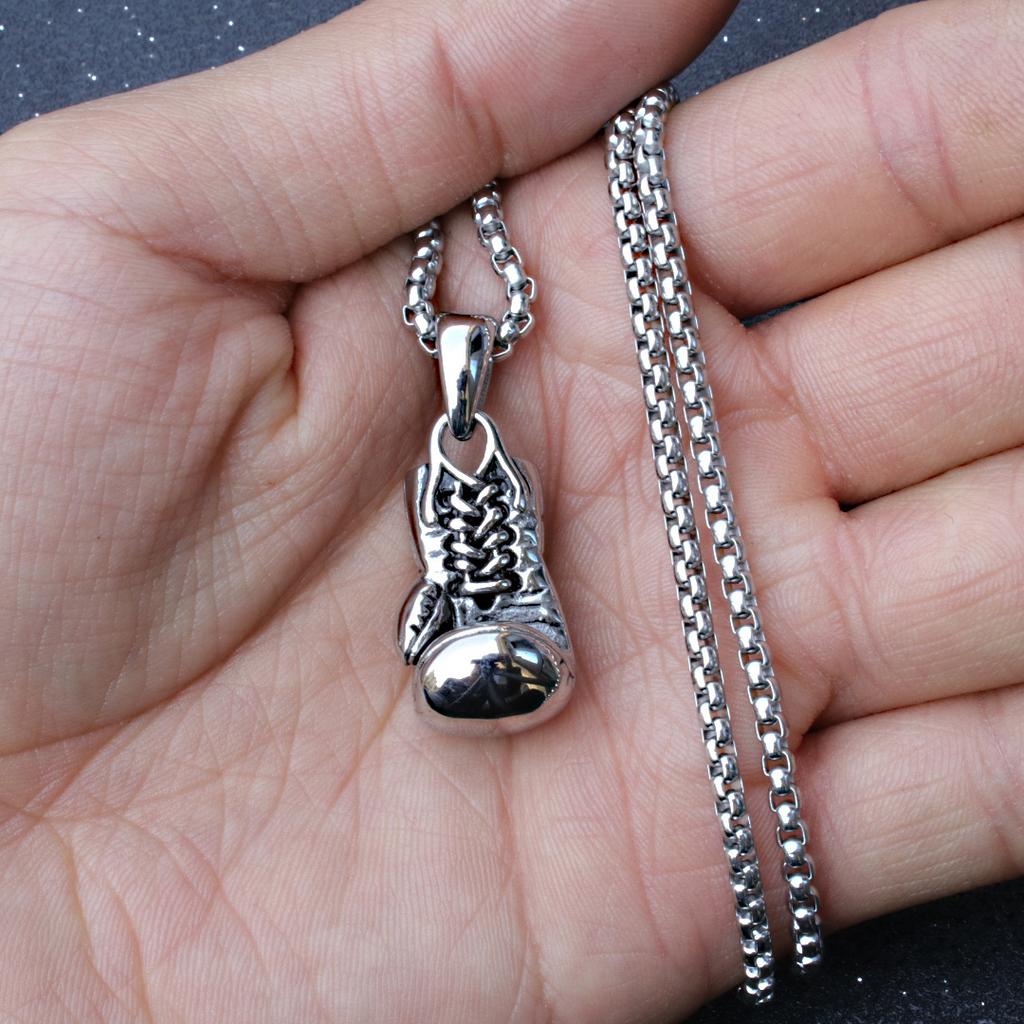 Men's Fitness Necklace Stylish Titanium Steel Boxing Glove Pendant
