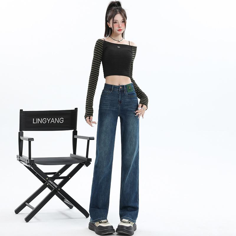 Narrow Version Straight Jeans Women's Spring High Waist Thin Pipe Pants Women's Spring Straight Pants Women's Spring Small