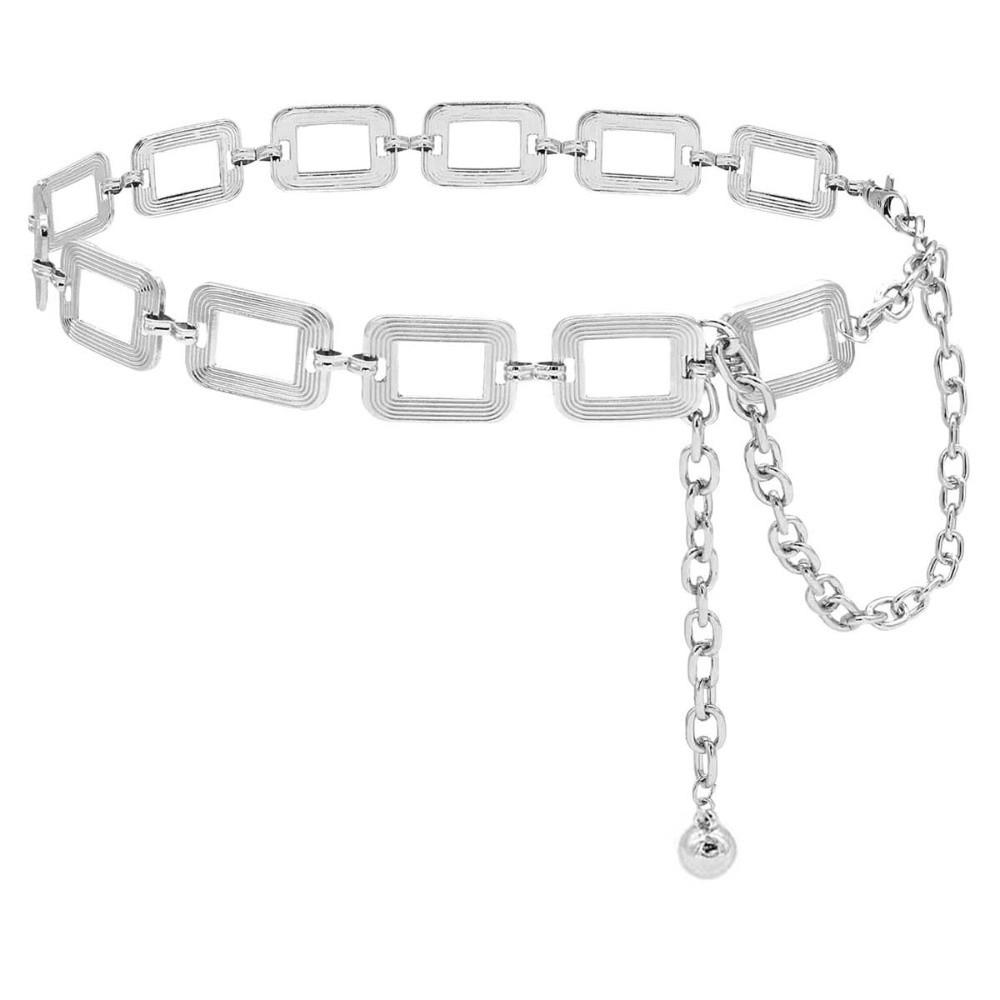 

Hollow Out Body Link Belts Metal Body Chains Jewelry Casual Waist Chain Belt for Jeans Dress серебряный