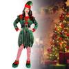 Entzückendes Weihnachtsfeier Elfenkostüm für Damen mit langen Ärmeln und festlichem Erscheinungsbild