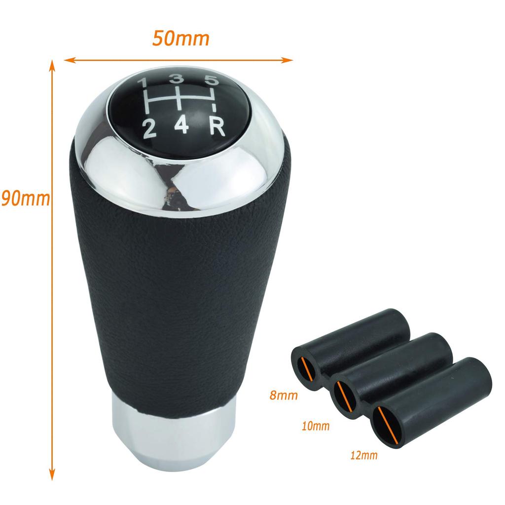 Lunsom Leather Shifter Knob 5 Speed Gear Shift Knob for Auto Manual Car (Black)