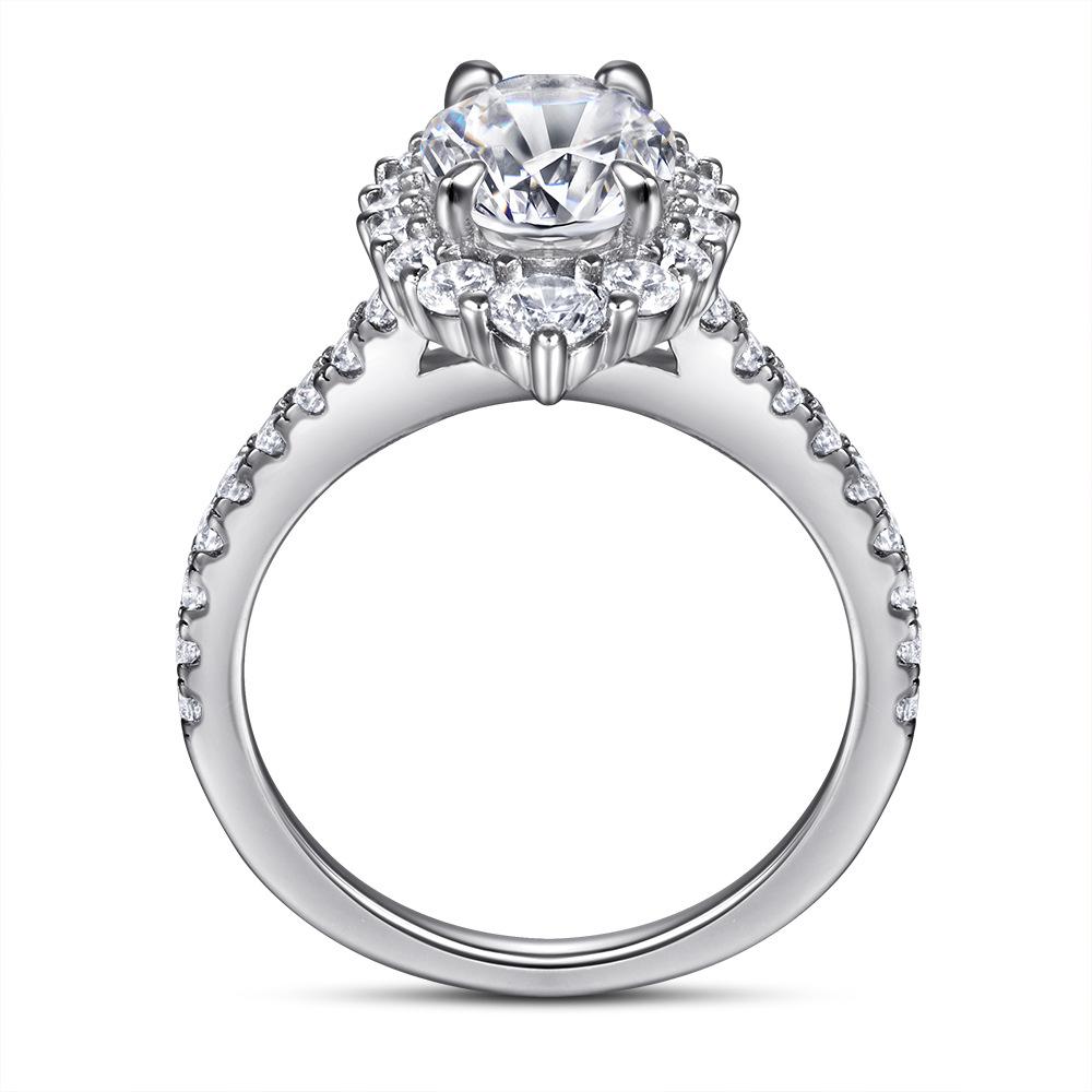 Lindon Classic 925 Sterling Silver  Zircon Ring Ladies Jewelry Wedding Promise Party Gift