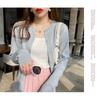 Cardigan in maglia basic da donna con scollo rotondo, manica lunga, bottoni, casual, maglione leggero