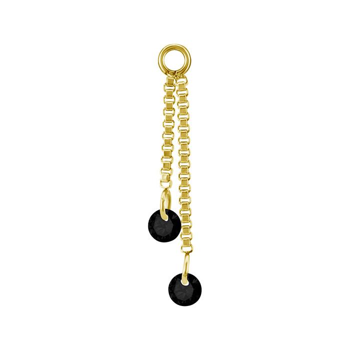 Charm Chain With Black Zircons - Gold - D-071 20 Mm