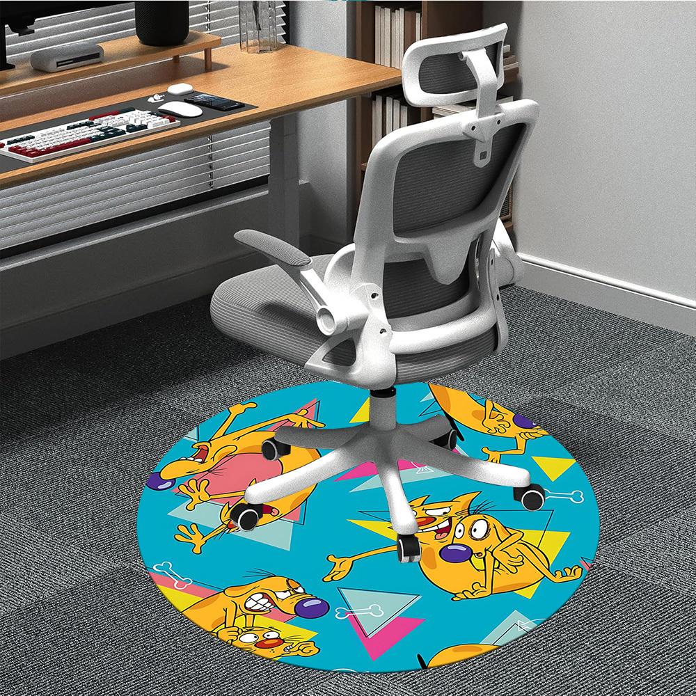 

1pc CatDog Office Round Area Rug,Bedroom Living Room Home Decor, Room Deco a1016081 80cm by 80cm