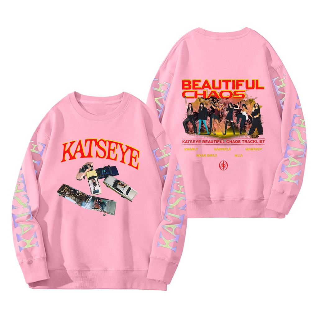 Damenmode Langarm Print Rundhals Lockerer Pullover Sweater Top