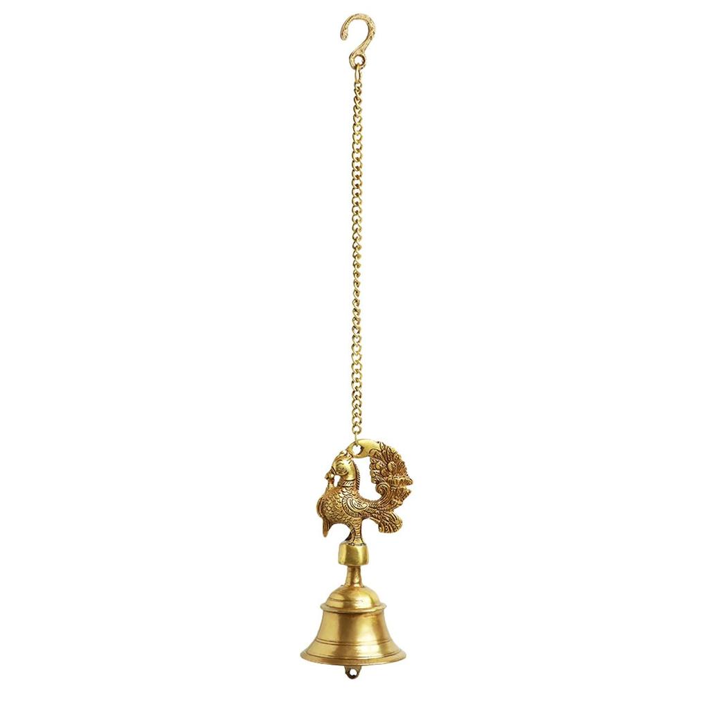 Elegant Peacock' Brass Hanging Bells for Pooja Room  |Ghanti Hanging Bells for Home Decoration Brass Bell for Mandir Bell for Pooja Room