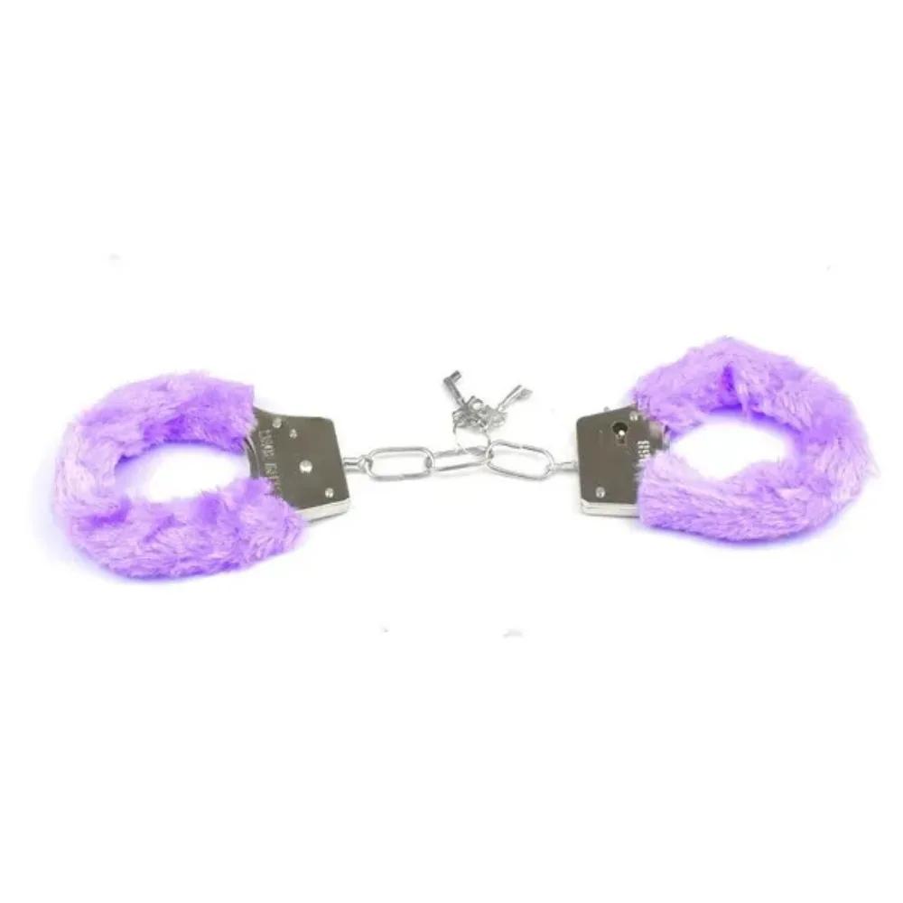 1 Set Adult Product Solid Color Plush Handcuffs Couple Game Fun Toy Handcuffs Accessories
