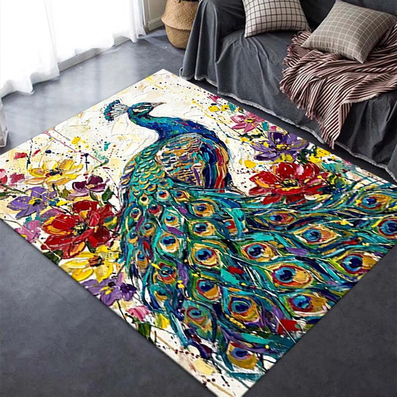 2025 New Peacock Carpet Rug for Living Room Bedroom Home Sofa Decoration,Kids play Non-slip Floor Mat121