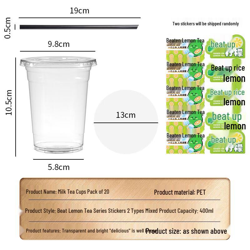 Disposable Milk Tea & Beverage Cups with Lids & Straws