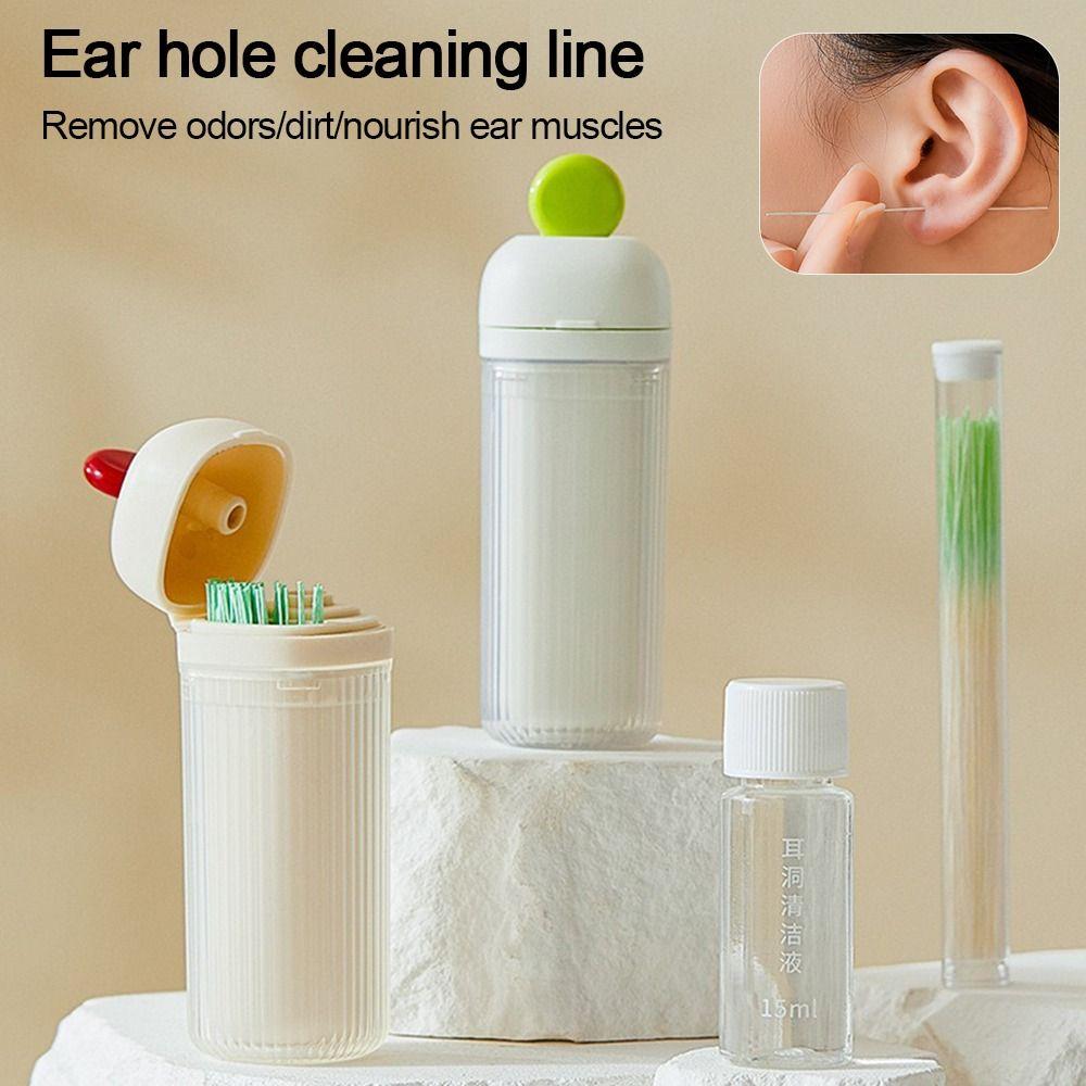 60/180 Pcs Disposable Earrings Hole Cleaner with 15ml Cleaning Solution Ear Wires Earrings Tool