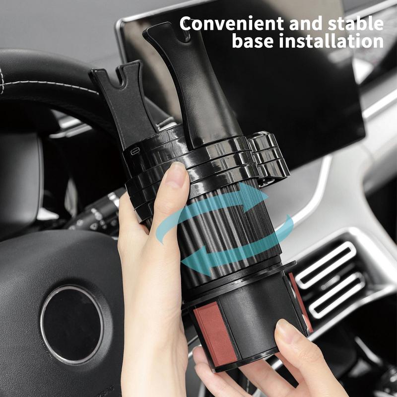 Cup Holder Extender Car Drink Holder Expander Wireless Charger 360 Rotating Phone Charger With Adjustable Base Drink Storage