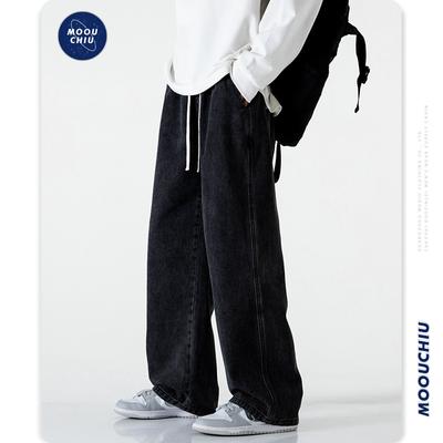 Men's Fashion Brand Black Jeans Men's Unisex Loose Straight American High Street Versatile Wide Leg Pants